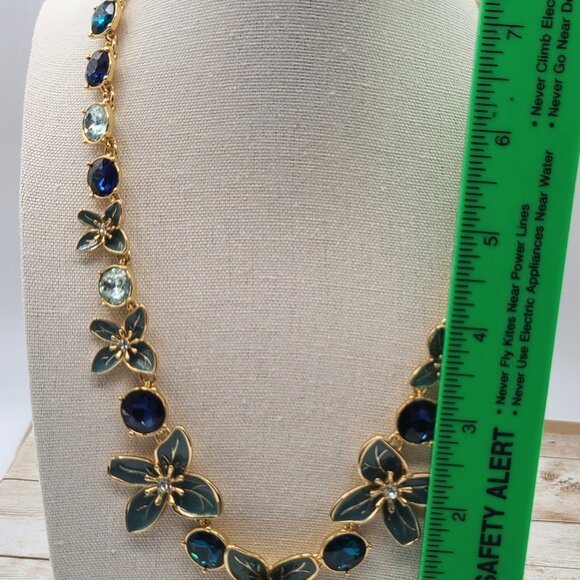Talbots Necklace Aqua Floral Statement - Picture 9 of 9